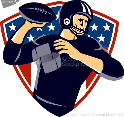 Image of American Quarterback Football Player Passing Shield