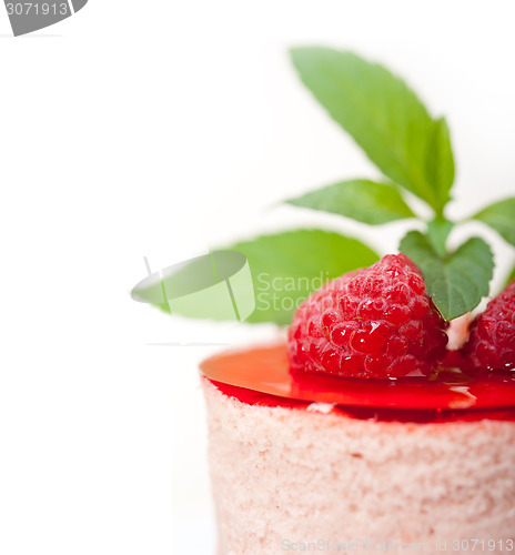 Image of fresh raspberry cake mousse dessert