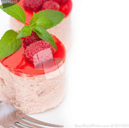 Image of fresh raspberry cake mousse dessert