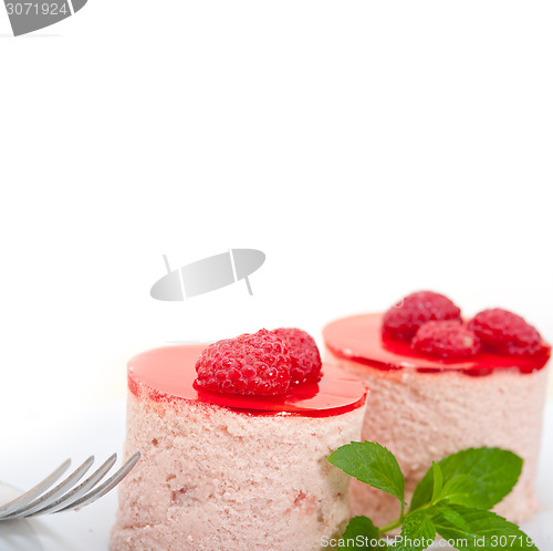 Image of fresh raspberry cake mousse dessert