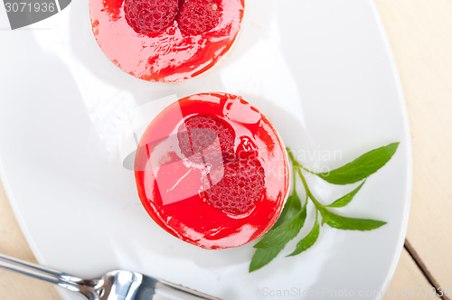 Image of fresh raspberry cake mousse dessert