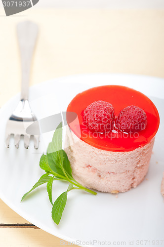 Image of fresh raspberry cake mousse dessert