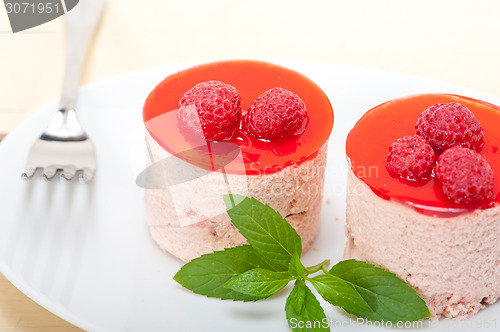 Image of fresh raspberry cake mousse dessert