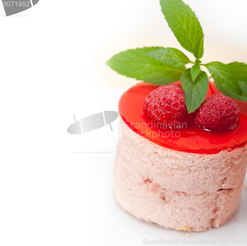 Image of fresh raspberry cake mousse dessert