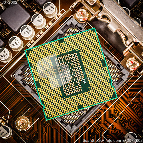 Image of Modern processor and motherboard