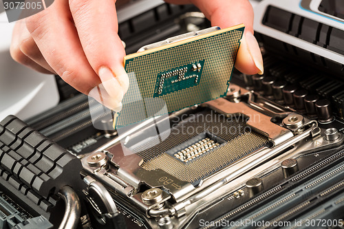 Image of Modern processor and motherboard