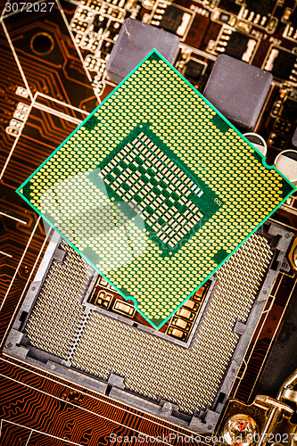 Image of Modern processor and motherboard