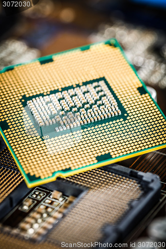 Image of Modern processor and motherboard