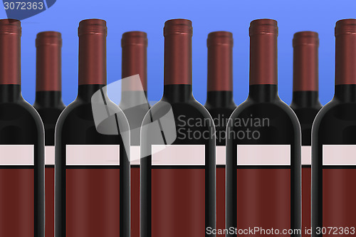 Image of Wine Bottles with blue background