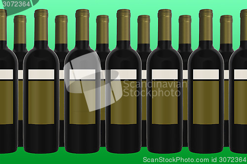 Image of Wine Bottles with green background