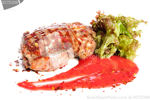 Image of Grilled steaks and vegetable salad