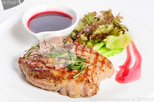 Image of Grilled steaks and vegetable salad