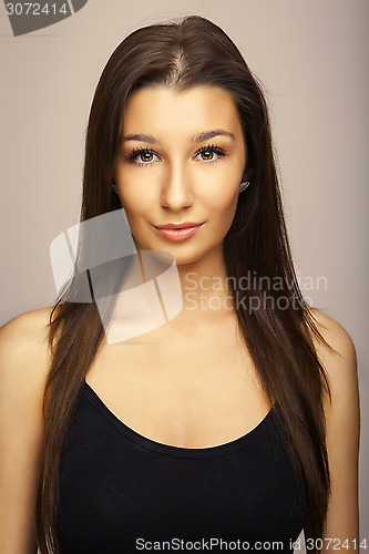 Image of attractive beautiful portrait girl, long hair