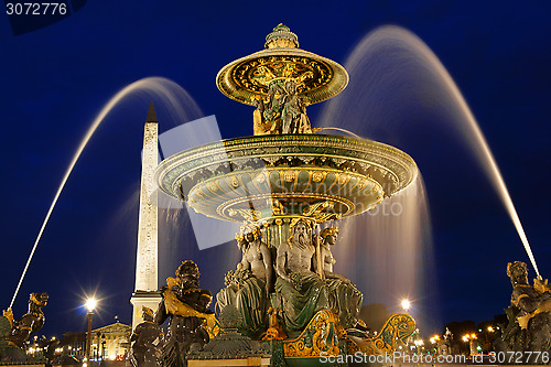 Image of Place de la Concorde by night in Paris, France