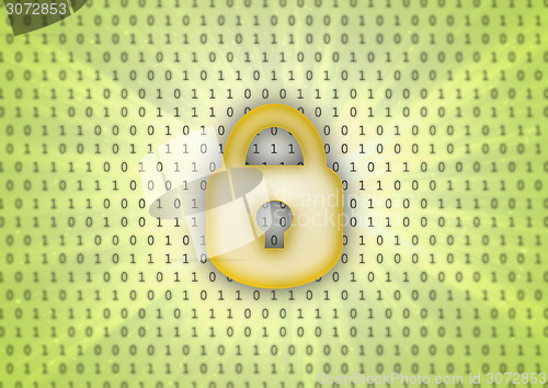 Image of Abstract background, binary code and lock icon