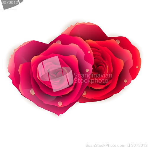 Image of Couple Heart Made of Red Roses. EPS 10