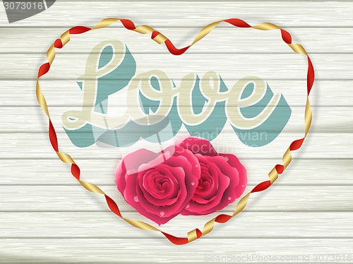 Image of Word Love on old vintage wooden plates. EPS 10