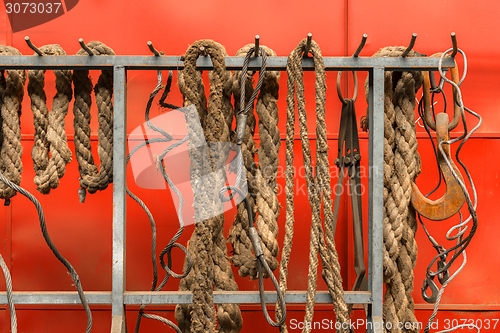 Image of Old ropes closeup photo 