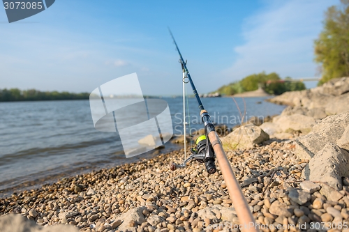 Image of Modern clean fishing rod outdoors