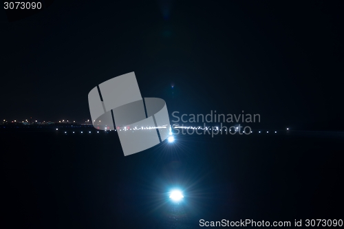 Image of Landing lights at the airport runway