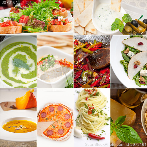 Image of healthy and tasty Italian food collage