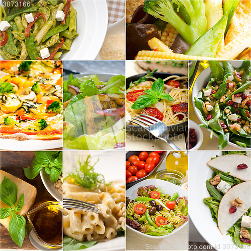 Image of healthy and tasty Italian food collage