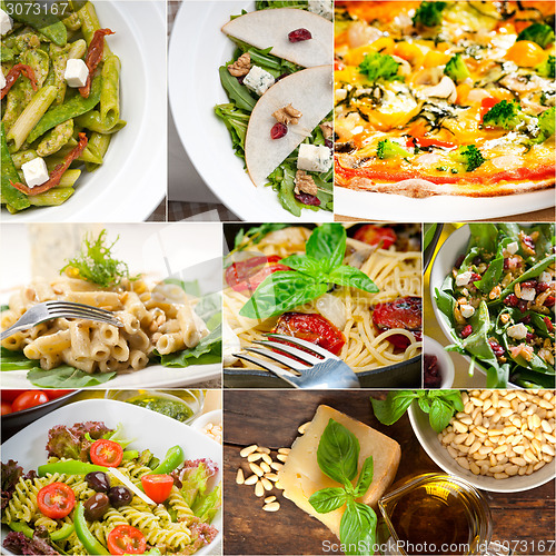 Image of healthy and tasty Italian food collage