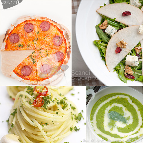 Image of healthy and tasty Italian food collage