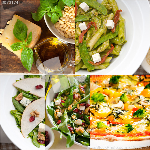 Image of healthy and tasty Italian food collage