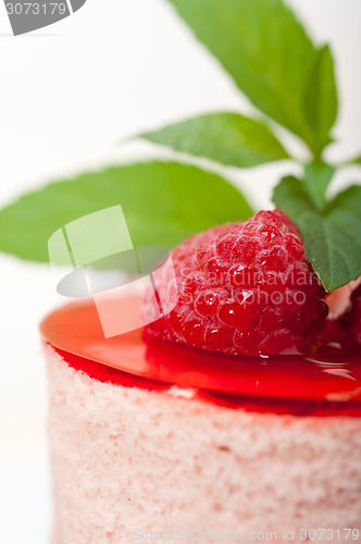 Image of fresh raspberry cake mousse dessert