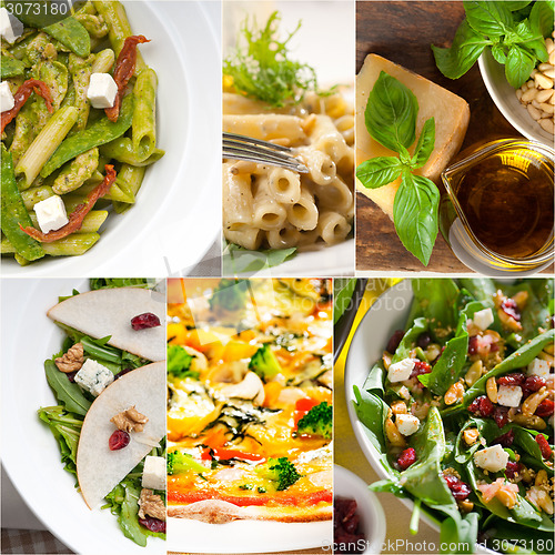 Image of healthy and tasty Italian food collage