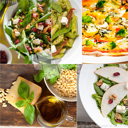 Image of healthy and tasty Italian food collage