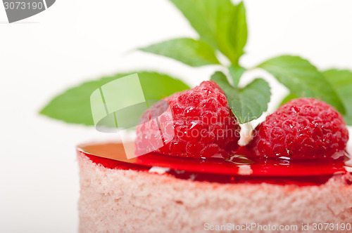 Image of fresh raspberry cake mousse dessert