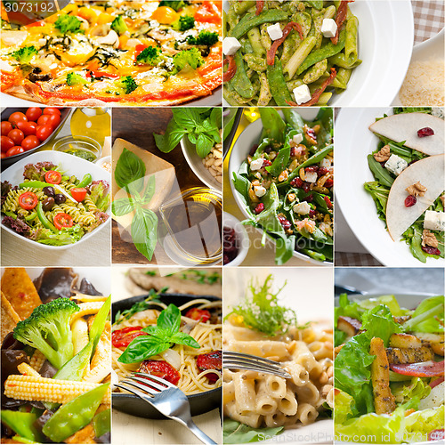 Image of healthy and tasty Italian food collage