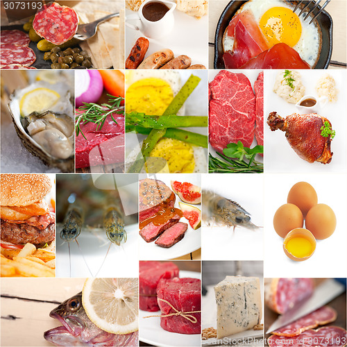 Image of high protein food collection collage