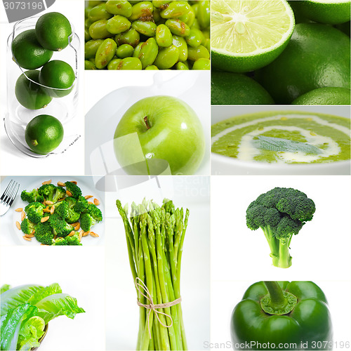 Image of green healthy food collage collection