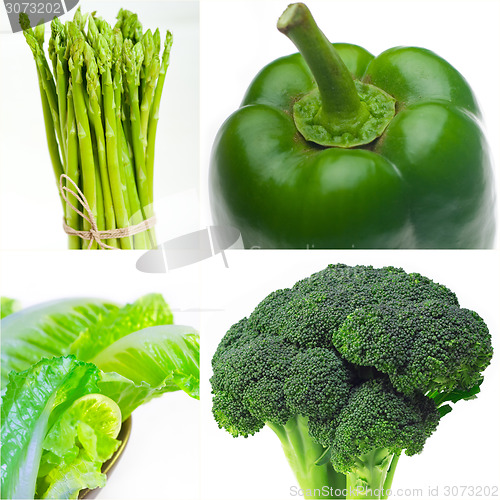 Image of green healthy food collage collection