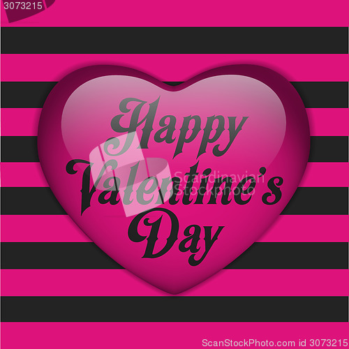 Image of Glossy Emo Heart. Pink and Black Stripes