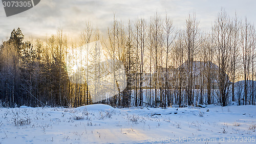 Image of Winter village sunset 