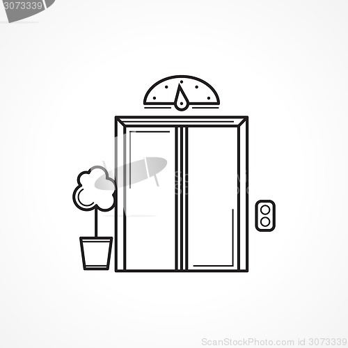 Image of Closed elevator door black line vector icon