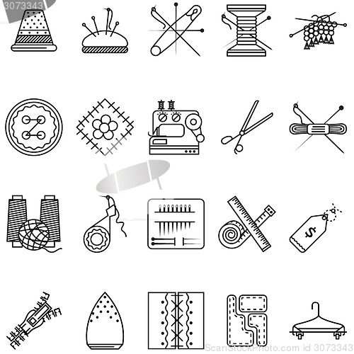 Image of Black line icons vector collection for sewing or handmade