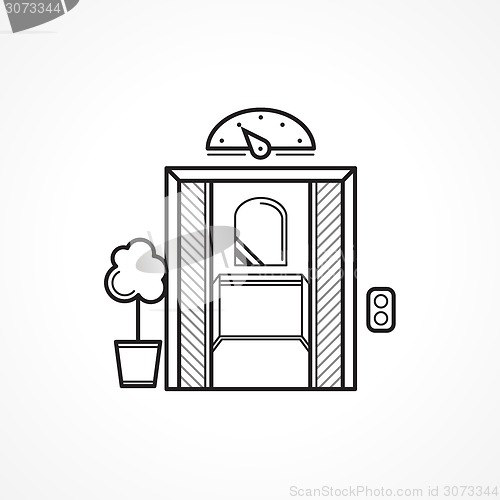 Image of Opened elevator door black line vector icon