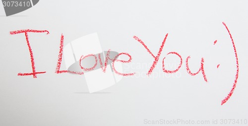 Image of Handwritten simple words. I love You. Creative card