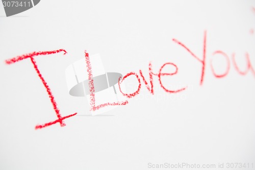 Image of Handwritten simple words. I love You. Creative card