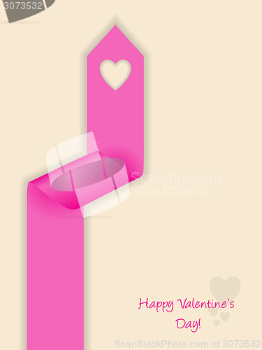 Image of Valentine's day greeting with curling ribbon