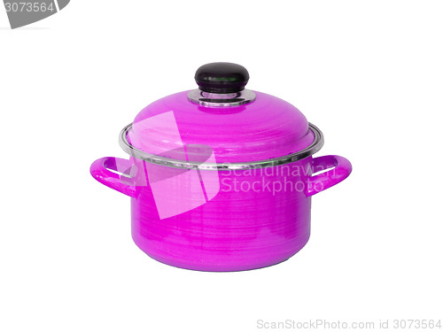 Image of Old pink metal cooking pot 
