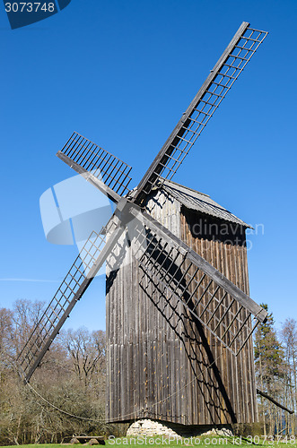 Image of Old wooden windmill, close up