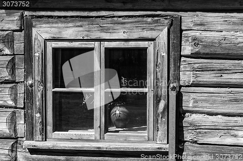 Image of Old wooden window , close-up