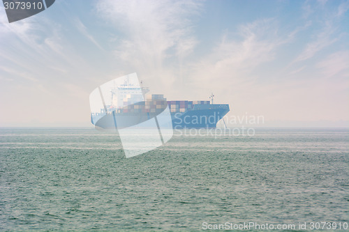 Image of Container Ship at Anchor near Georgetown, Penang, Malaysia