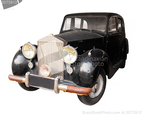 Image of Antique, Black Car, Isolated Against a White Background